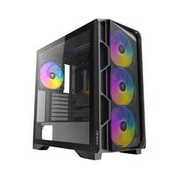 Antec AX1000 ARGB Mid-Tower Gaming PC Case, Full Mesh Front, Tempered Glass, Steel/Plastic,  4 x 120mm ARGB Fans, E-ATX, ATX/Mic