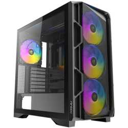 Antec AX1000 ARGB Mid-Tower Gaming PC Case, Full Mesh Front, Tempered Glass, Steel/Plastic,  4 x 120mm ARGB Fans, E-ATX, ATX/Mic