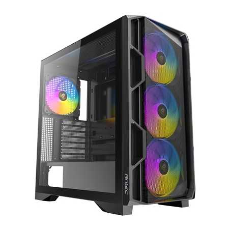 Antec AX1000 ARGB Mid-Tower Gaming PC Case, Full Mesh Front, Tempered Glass, Steel/Plastic,  4 x 120mm ARGB Fans, E-ATX, ATX/Mic