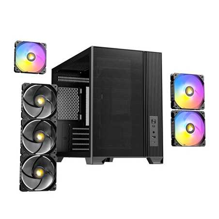 Antec FLUX M Mini Tower PC Case - Tempered Glass, Steel/Plastic, 6 PWM Fans, USB-C, Micro-ATX/ITX Compatibility