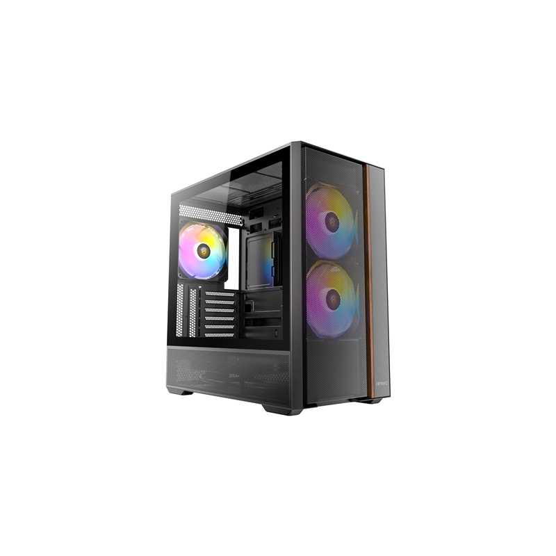 Antec FLUX Rear Mid Tower PC Case - Tempered Glass, Steel/Plastic/Wood, 5 PWM Fans, USB-C, ATX/Micro-ATX/ITX Compatibility