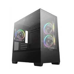 DeepCool CG380 3F Micro-ATX Gaming Case Black  Panoramic Tempered Glass Side Panel, Mesh Airflow Front, 3 Pre-Installed ARGB Fan