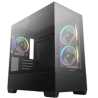 DeepCool CG380 3F Micro-ATX Gaming Case Black  Panoramic Tempered Glass Side Panel, Mesh Airflow Front, 3 Pre-Installed ARGB Fan