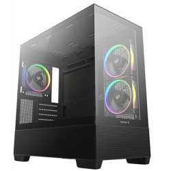 DeepCool CG380 3F Micro-ATX Gaming Case Black  Panoramic Tempered Glass Side Panel, Mesh Airflow Front, 3 Pre-Installed ARGB Fan
