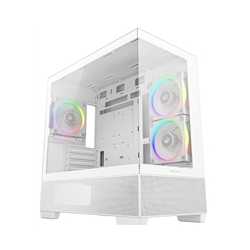 DeepCool CG380 3F Micro-ATX Gaming Case White  Panoramic Tempered Glass Side Panel, Mesh Airflow Front, 3 Pre-Installed ARGB Fan