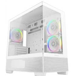 DeepCool CG380 3F Micro-ATX Gaming Case White  Panoramic Tempered Glass Side Panel, Mesh Airflow Front, 3 Pre-Installed ARGB Fan