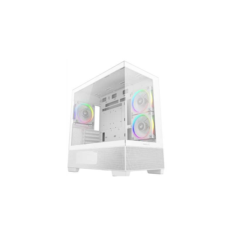 DeepCool CG380 3F Micro-ATX Gaming Case White  Panoramic Tempered Glass Side Panel, Mesh Airflow Front, 3 Pre-Installed ARGB Fan