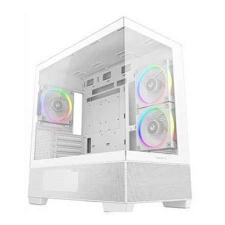 DeepCool CG380 3F Micro-ATX Gaming Case White  Panoramic Tempered Glass Side Panel, Mesh Airflow Front, 3 Pre-Installed ARGB Fan
