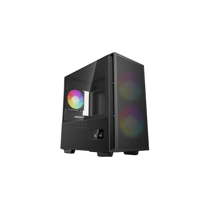 DeepCool CH360 Digital Gaming Case Black Mid Tower with Tempered Glass Side Window Panel, Advanced Cooling, USB 3.0/USB-C Ports,