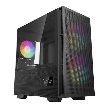 DeepCool CH360 Digital Gaming Case Black Mid Tower with Tempered Glass Side Window Panel, Advanced Cooling, USB 3.0/USB-C Ports,