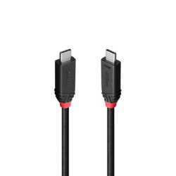 Lindy Black Line 37002 2m USB4 240W Cable, 24 pin USB-C (M) to 24 pin USB-C (M)