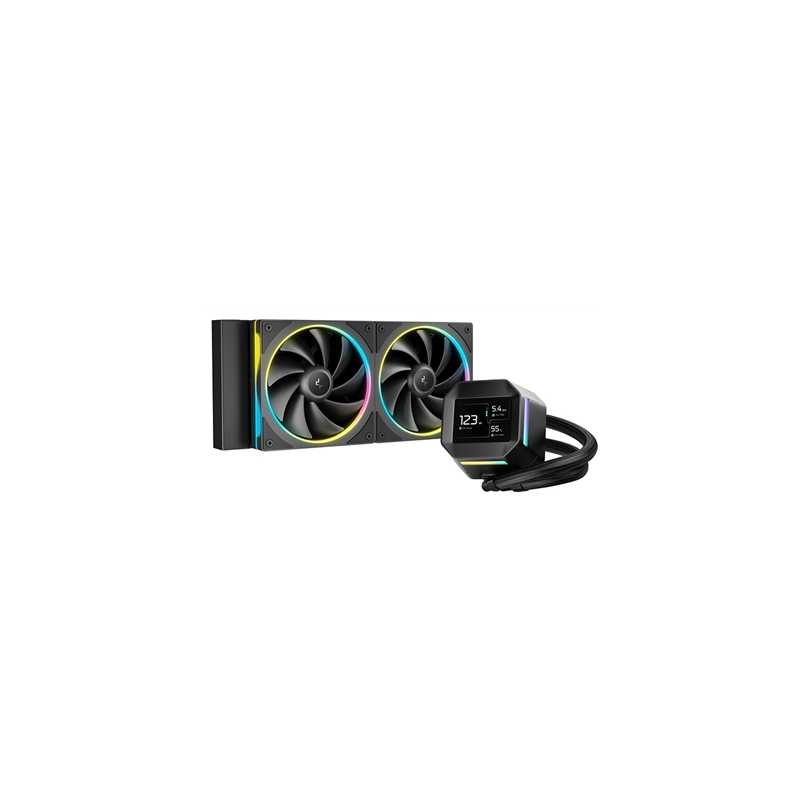 DeepCool LM240 Liquid CPU Cooler with 2.4" IPS Display, 240mm AIO, Dual 120mm ARGB Fans, Anti-Leak Technology, PWM Pump, Intel 