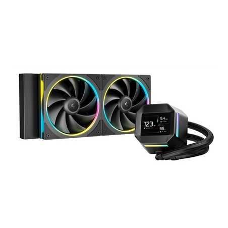 DeepCool LM240 Liquid CPU Cooler with 2.4" IPS Display, 240mm AIO, Dual 120mm ARGB Fans, Anti-Leak Technology, PWM Pump, Intel 