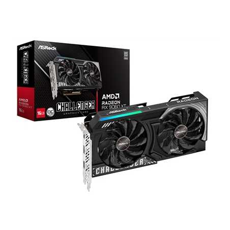 ASRock AMD Radeon RX 9060 XT Challenger OC 16GB GDDR6 Graphics Card, 2048 Streams, 3290MHz Boost Clock, Dual Fan, 2x DisplayPort
