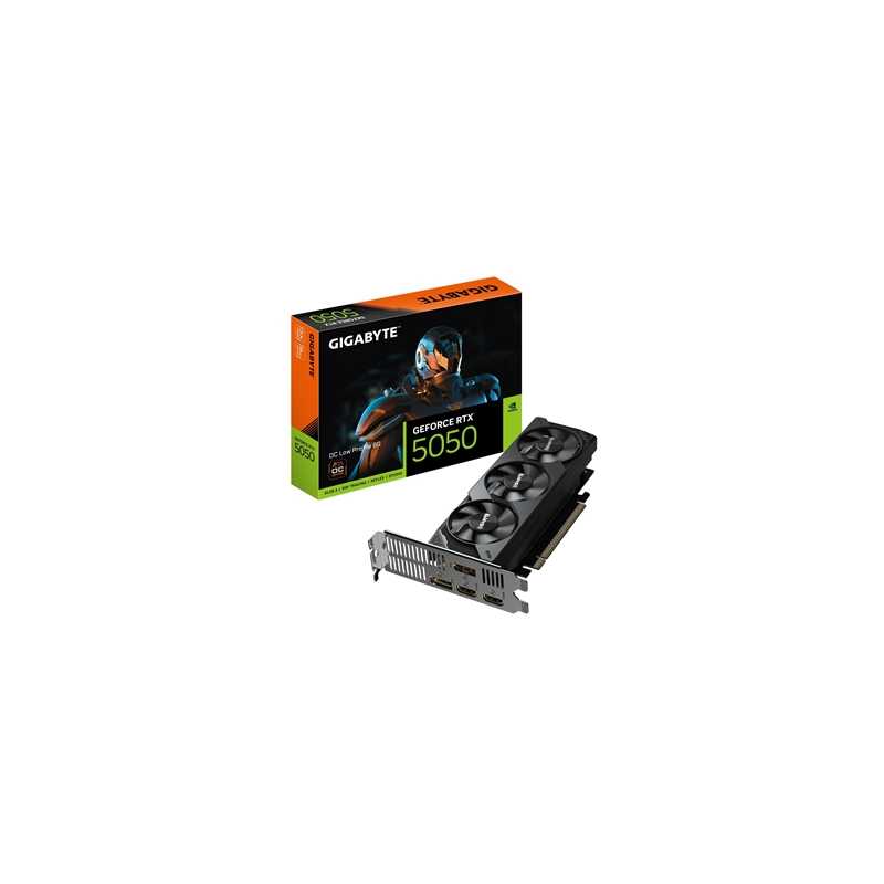 Gigabyte NVIDIA GeForce RTX 5050 OC Low Profile 8G, GDDR6 Graphics Card, 2560 Cuda Core, 2587MHz Core Clock, Triple Fan, 2x Disp