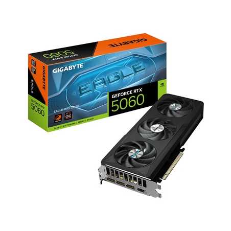 Gigabyte NVIDIA GeForce RTX 5060 EAGLE MAX OC 8GB GDDR7 Graphics Card, 3840 CUDA Cores, 2550 MHz Core Clock, Triple Fan, 3x Disp