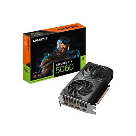Gigabye NVIDIA GeForce RTX 5060 WINDFORCE MAX OC 8G GDDR7 Graphics Card, 3840 CUDA Cores, 2512 MHz Core Clock, Dual Fan, 3x Disp
