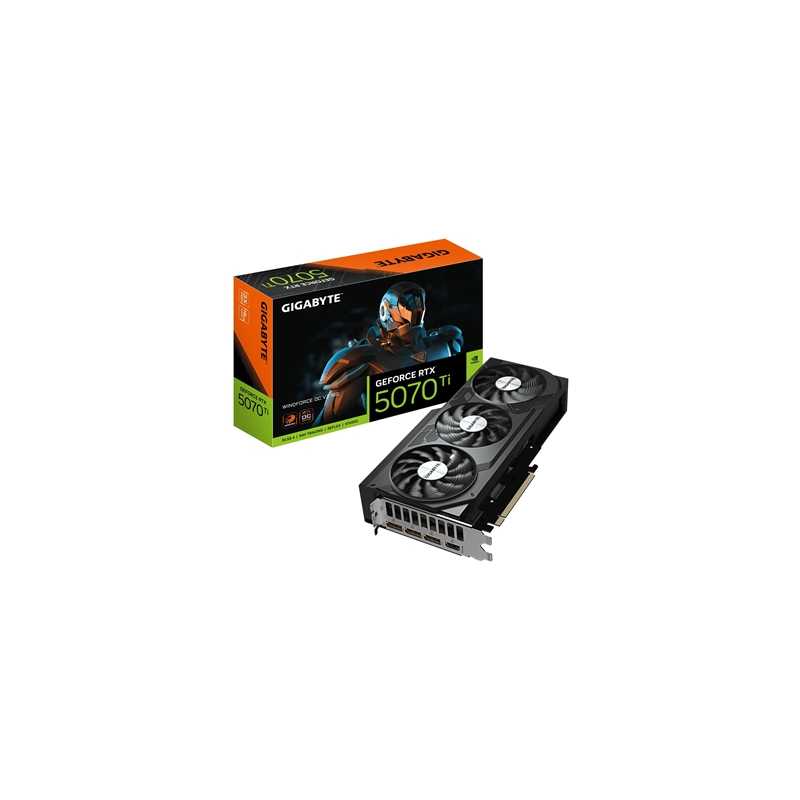 Gigabyte NVIDIA GeForce RTX 5070 Ti WINDFORCE OC V2 16GB GDDR7 Graphics Card, 8960 CUDA Cores, 2497 MHz Core Clock, Triple Fan, 