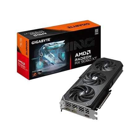 Gigabyte Radeon RX 9060 XT GAMING 8GB GDDR6 Graphics Card, 2048 Streams, 3130 MHz Boost Clock, Triple Fan, RGB, 2x DisplayPorts 
