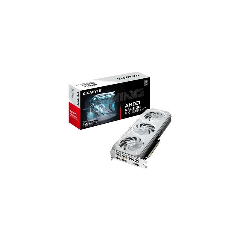 Gigabyte Radeon RX 9060 XT GAMING ICE OC 16GB GDDR6 Graphics Card, 2048 Streams, 3320 MHz Boost Clock, Triple Fan, RGB, 2x Displ