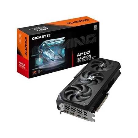 Gigabyte AMD Radeon RX 9070 XT GAMING 16GB GDDR6 Graphics Card, 4096 Streams, 2400 MHz Core Clock, Triple Fan, RGB, 2x DisplayPo