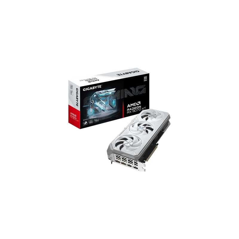 Gigabyte AMD Radeon RX 9070 XT GAMING OC ICE 16GB GDDR6 Graphics Card, 4096 Streams, 2520 MHz Core Clock, Triple Fan, RGB, 2x Di