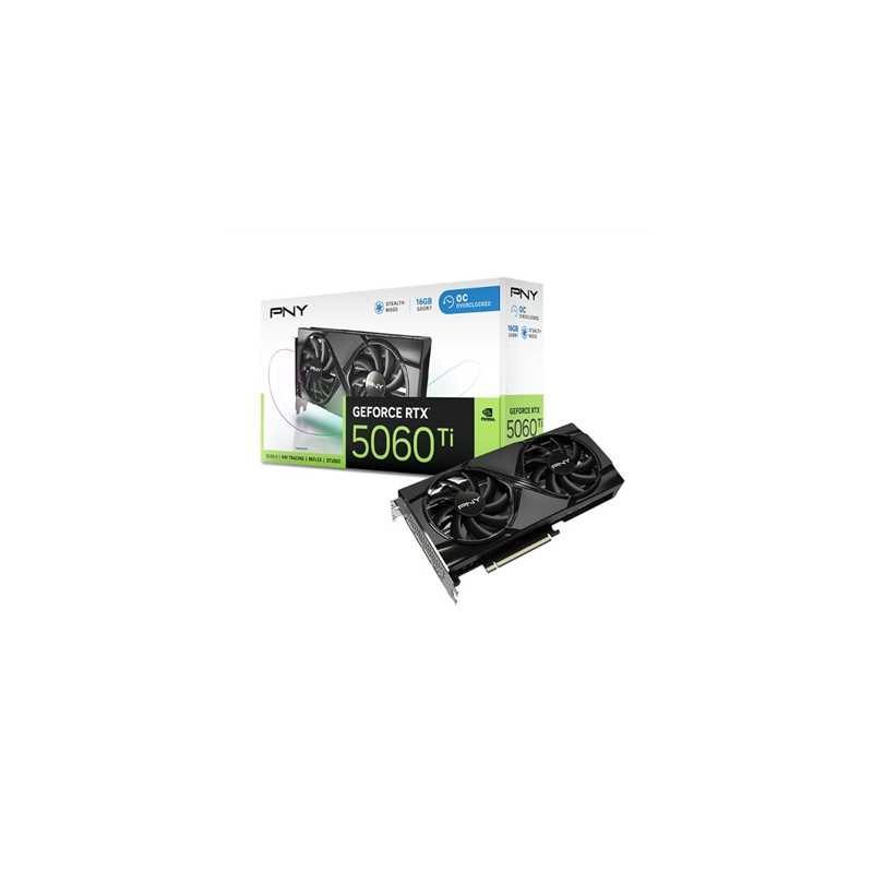 PNY NVIDIA GeForce RTX 5060 Ti 16GB DUAL OC 16GB, GDDR7 Graphics Card, 4608, Cuda Cores, 2407MHZ Core Clock, Dual Fan, 3 x Displ
