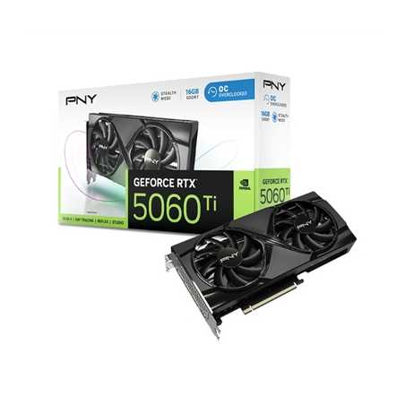 PNY NVIDIA GeForce RTX 5060 Ti 16GB DUAL OC 16GB, GDDR7 Graphics Card, 4608, Cuda Cores, 2407MHZ Core Clock, Dual Fan, 3 x Displ