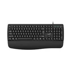 Genius KB-123 Wired AI Copilot Business Keyboard with Palm Rest, USB Plug and Play, Multimedia Function Keys, Full Size UK Layou