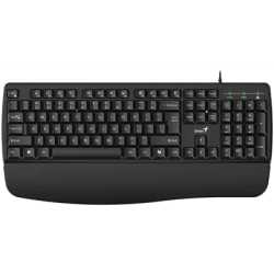 Genius KB-123 Wired AI Copilot Business Keyboard with Palm Rest, USB Plug and Play, Multimedia Function Keys, Full Size UK Layou