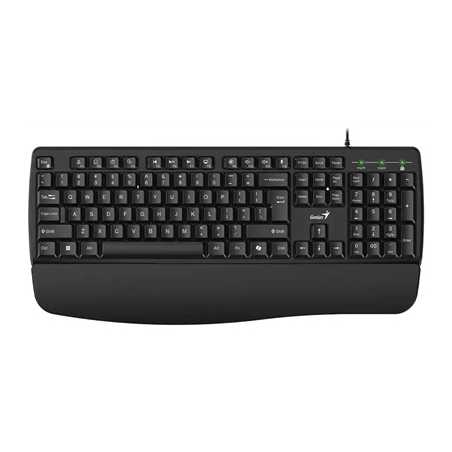 Genius KB-123 Wired AI Copilot Business Keyboard with Palm Rest, USB Plug and Play, Multimedia Function Keys, Full Size UK Layou