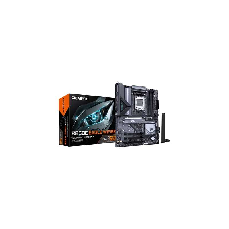 Gigabyte B650E EAGLE WIFI6E AMD AM5 Socket Motherboard, ATX, 4x DDR5 Slots, 3x M.2 Socket, Fitted I/O Shield, 2.5GbE LAN, Wi-Fi 