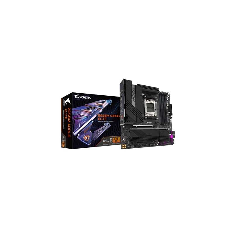 Gigabyte B650M AORUS ELITE AMD AM5 Socket Motherboard, Micro-ATX, 4x DDR5 Slots, 2x M.2 Socket, Fitted I/O Shield, 2.5GbE LAN, 1