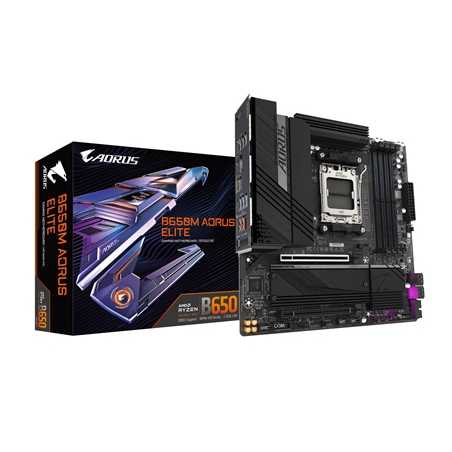 Gigabyte B650M AORUS ELITE AMD AM5 Socket Motherboard, Micro-ATX, 4x DDR5 Slots, 2x M.2 Socket, Fitted I/O Shield, 2.5GbE LAN, 1