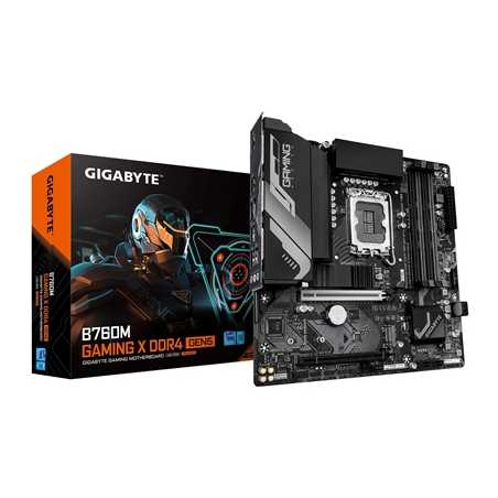 Gigabyte B760M GAMING X DDR4 GEN5 Intel 1700 Socket Motherboard, Micro-ATX, 4x DDR4 Slots, 2x M.2 Sockets, Fitted I/O Shield, 2.