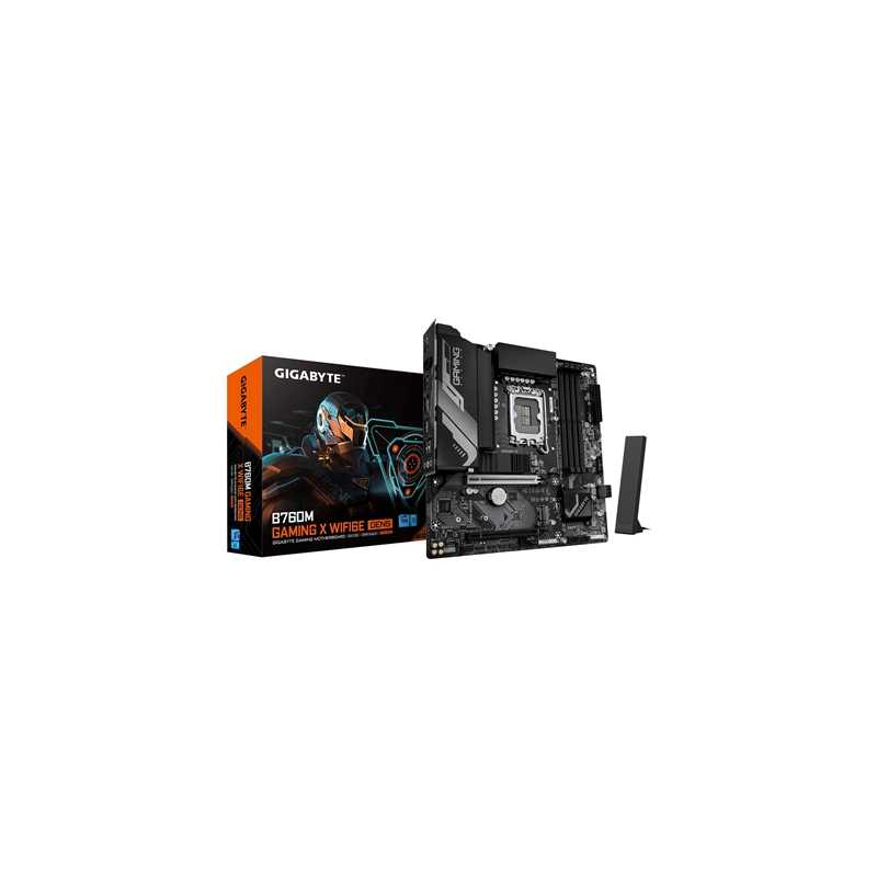 Gigabyte B760M GAMING X WIFI6E GEN 5 INTEL Socket Motherboard, Micro-ATX, 4x DDR5 Slots, 2x M.2 Socket, 2.5GbE LAN, Wi-Fi 6E, 1x