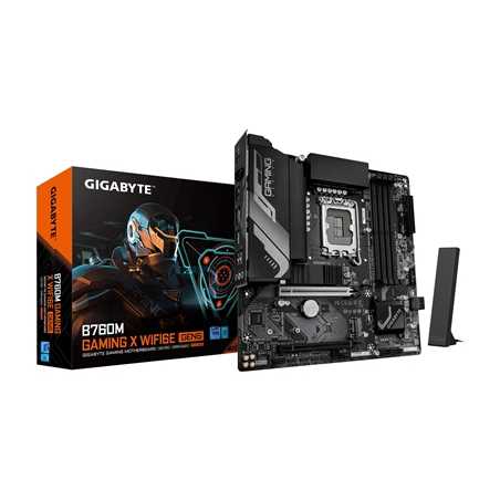 Gigabyte B760M GAMING X WIFI6E GEN 5 INTEL Socket Motherboard, Micro-ATX, 4x DDR5 Slots, 2x M.2 Socket, 2.5GbE LAN, Wi-Fi 6E, 1x