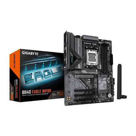 Gigabyte B840 EAGLE WIFI6E AMD AM5 Socket Motherboard, ATX, 4x DDR5 Slots, 3x M.2 Socket, Fitted I/O Shield, 2.5GbE LAN, Wi-Fi 6