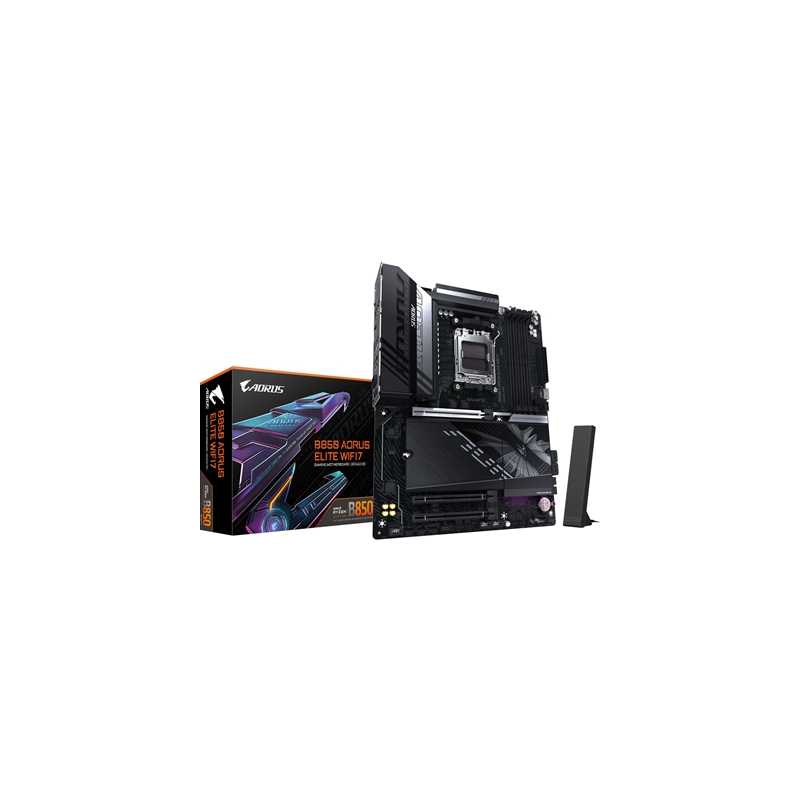 Gigabyte B850 AORUS ELITE WIFI7 AMD AM5 Socket Motherboard, ATX, 4x DDR5 Slots, 3x M.2 Sockets, 2x USB-C Port, Fitted I/O Shield