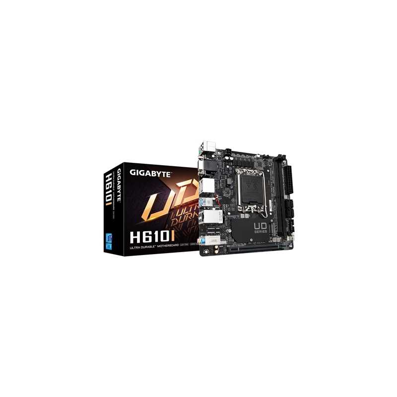 Gigabyte H610I Intel 1700 Socket Motherboard, Mini-ITX, 2x DDR5 Slots, 1x M.2 Socket, GbE LAN, 1x D-Sub / 2x DisplayPort / 1x HD