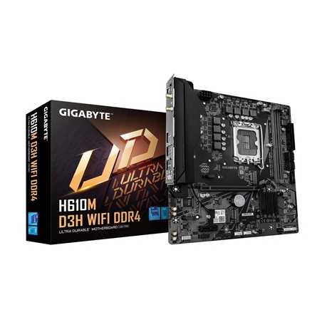 Gigabyte H610M D3H WIFI DDR4 Intel 1700 Socket Motherboard, Micro-ATX, 2x DDR4 Slots, 2x M.2 Socket, GbE LAN, Wi-Fi 5, 1x HDMI P