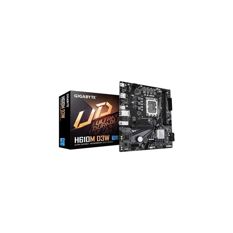 Gigabyte H610M D3W (Rev. 1.1) Intel 1700 Socket Motherboard, Micro-ATX, 2x DDR5 Slots, 1x M.2 Socket, GbE LAN, 1x DisplayPort / 