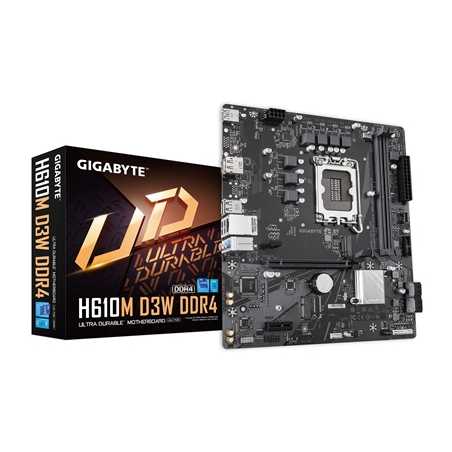 Gigabyte H610M D3W DDR4 Intel 1700 Socket Motherboard, Micro-ATX, 2x DDR4 Slots, 1x M.2 Socket, GbE LAN, 1x DisplayPort / 1x HDM