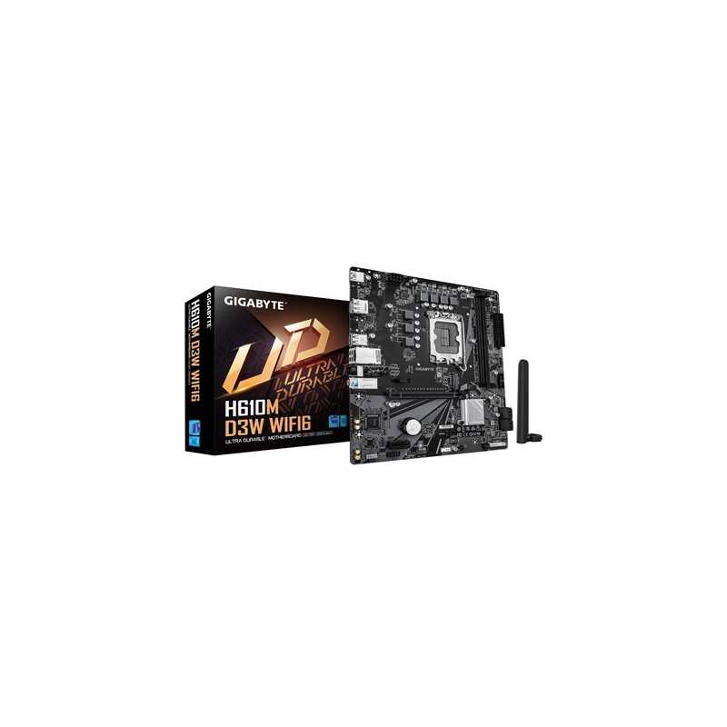 Gigabyte H610M D3W WIFI6 (Rev. 1.1) Intel 1700 Socket Motherboard, Micro-ATX, 2x DDR5 Slots, 1x M.2 Socket, GbE LAN, WiFi 6, 1x 