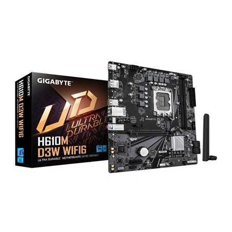 Gigabyte H610M D3W WIFI6 (Rev. 1.1) Intel 1700 Socket Motherboard, Micro-ATX, 2x DDR5 Slots, 1x M.2 Socket, GbE LAN, WiFi 6, 1x 