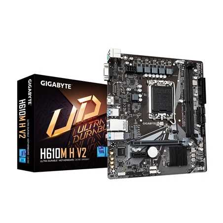 Gigabyte H610M H V2 (Rev. 1.0) Intel 1700 Socket Motherboard, Micro-ATX, 2x DDR5 Slots, 1x M.2 Socket, GbE LAN, 1x D-Sub / 1x HD