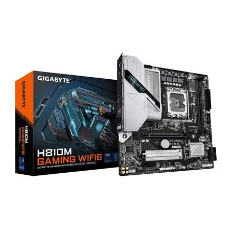 Gigabyte H810M GAMING WIFI6 Intel 1851 Socket Motherboard, Micro-ATX, 2x DDR5 Slots, 1x M.2 Socket, Fitted I/O Shield, 2.5GbE LA