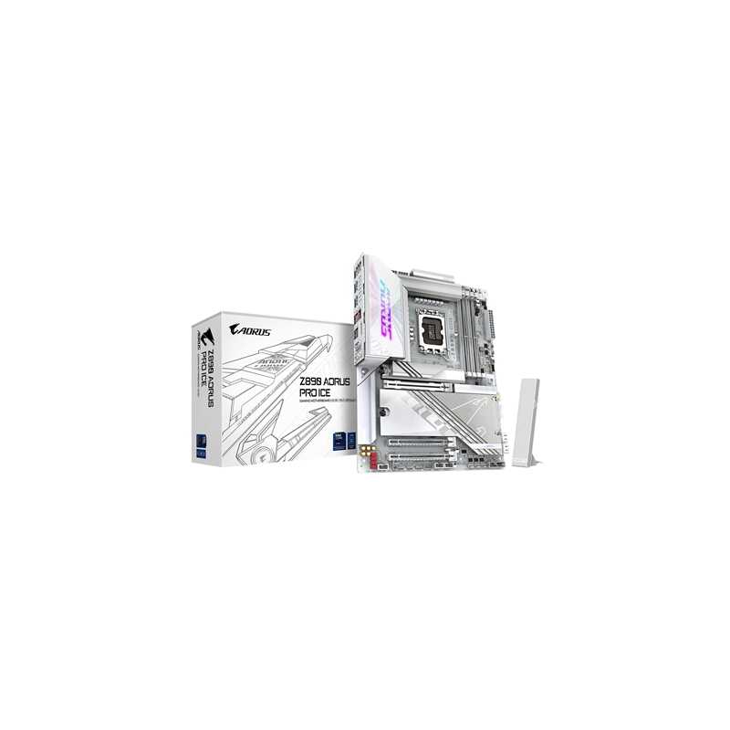 Gigabyte Z890 AORUS PRO ICE Intel 1851 Socket Motherboard, ATX, 4x DDR5 Slots, 5x M.2 Sockets, Fitted I/O Shield, 5GbE LAN, Wi-F