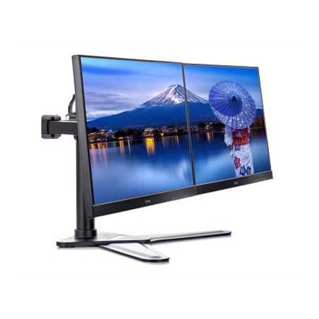 iiyama DS1002D-B1 Dual Desk Stand Monitor Arm, Desk Mount, Fits 2 x 30 Inch Flat Screens, Tilt, Swivel, Height, Rotation, inc Ca
