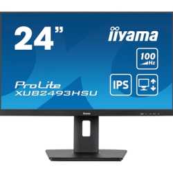 iiyama PROLITE XUB2493HSU-B7 24 Inch IPS Monitor, Full HD, 1ms, 100Hz, USB Hub x 2, HDMI, DisplayPort, Speakers, Black, Internal